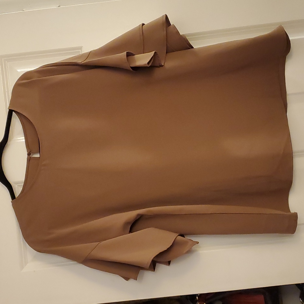 Tan ruffle sleeve Blouse